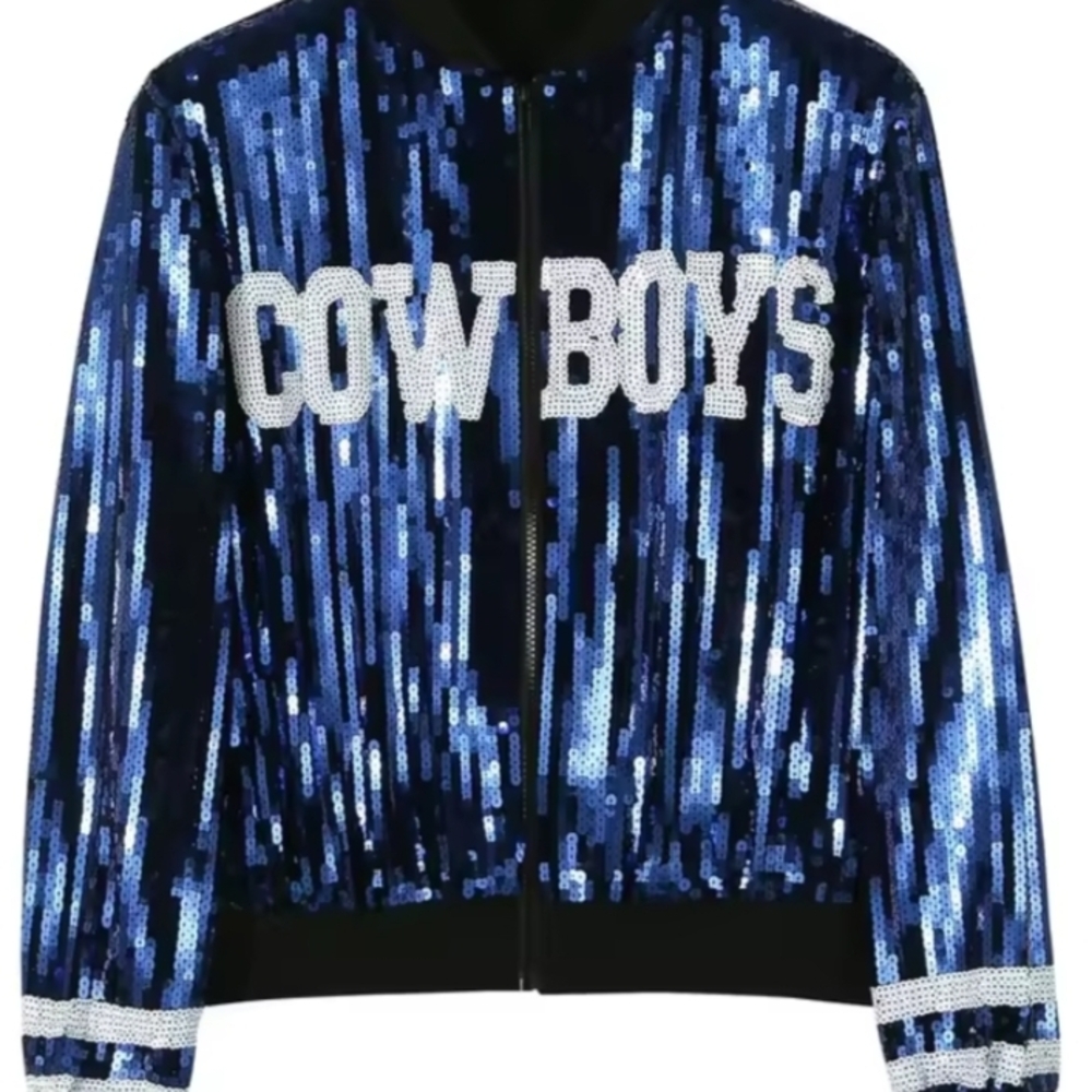 Blue Sequin Dallas Cowboys Zip Up Jacket